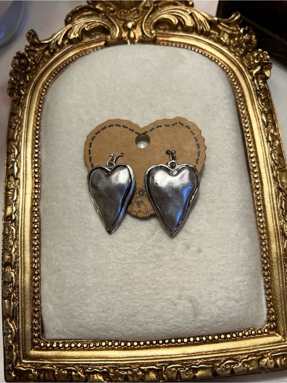 Polished Silver Heart Drop Earrings for Women